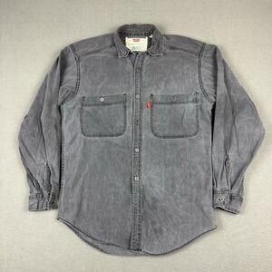 Levis Denim Work Shirt Men Small Trucker Grunge Vintage 90s 80s Workwear Gray‎